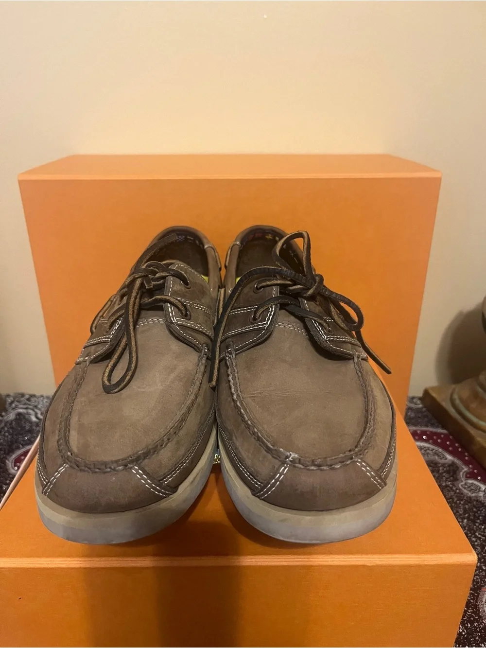 Timberland Men’s Classic Two-eye Brown Boat Shoes Leather Size 10.5 M 71021